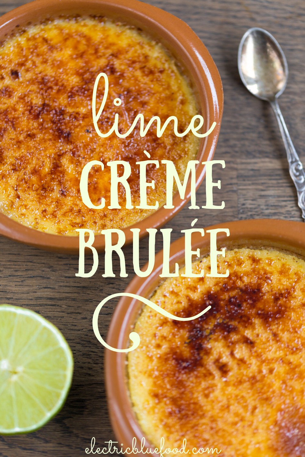 Lime crème brûlée, a delicious dessert.