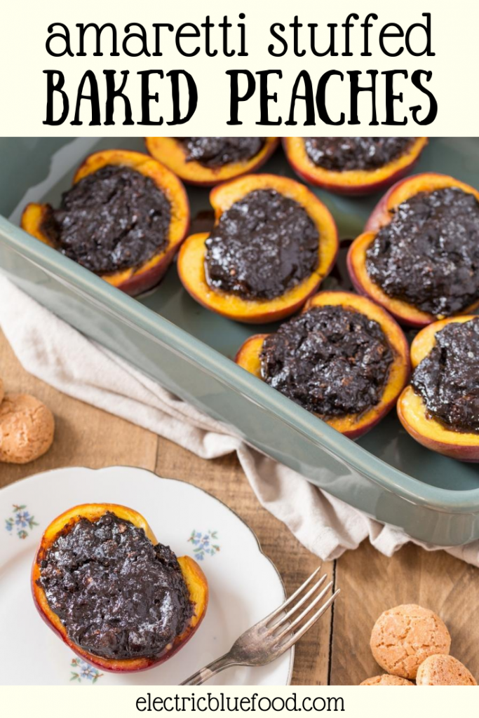 Amaretti stuffed peaches are a baked peach dessert from northern Italy. Perfect when peaches are in season, fresh peaches are halved, carved and stuffed with a cocoa and amaretti filling. Baked and served lightly warm they are a delicious way to use your fresh peaches in season.