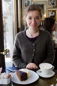 Myself eating sachertorte at hotel sacher, vienna.
