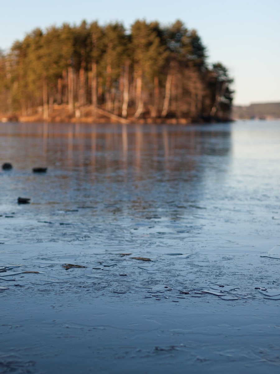 Ice skating on frozen lakes in Sweden
