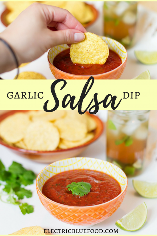 A blended salsa infused with garlic is the ultimate dip for your nacho chips.
