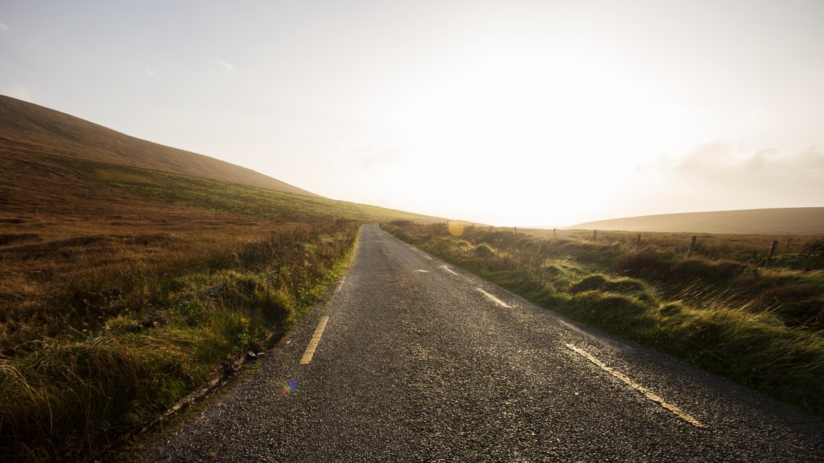 Country road in Ireland on the Dingle peninsula.