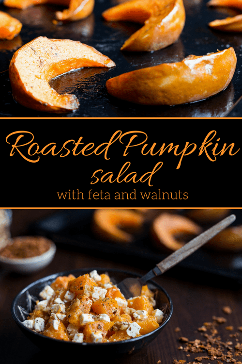 Roasted pumpkin salad with feta and walnuts