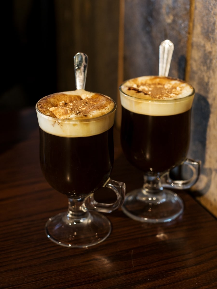 Two glasses of Irish coffee.