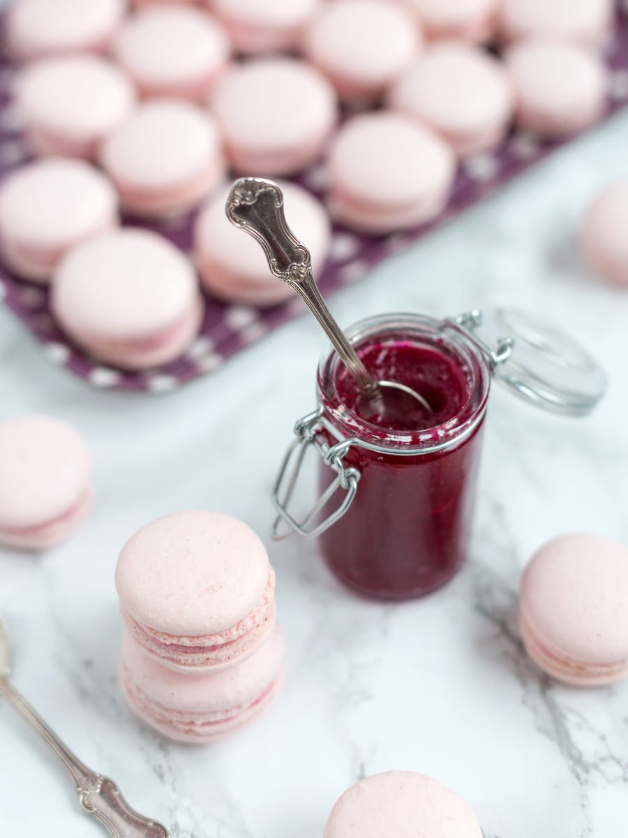 Rose macarons with rose preserve buttercream