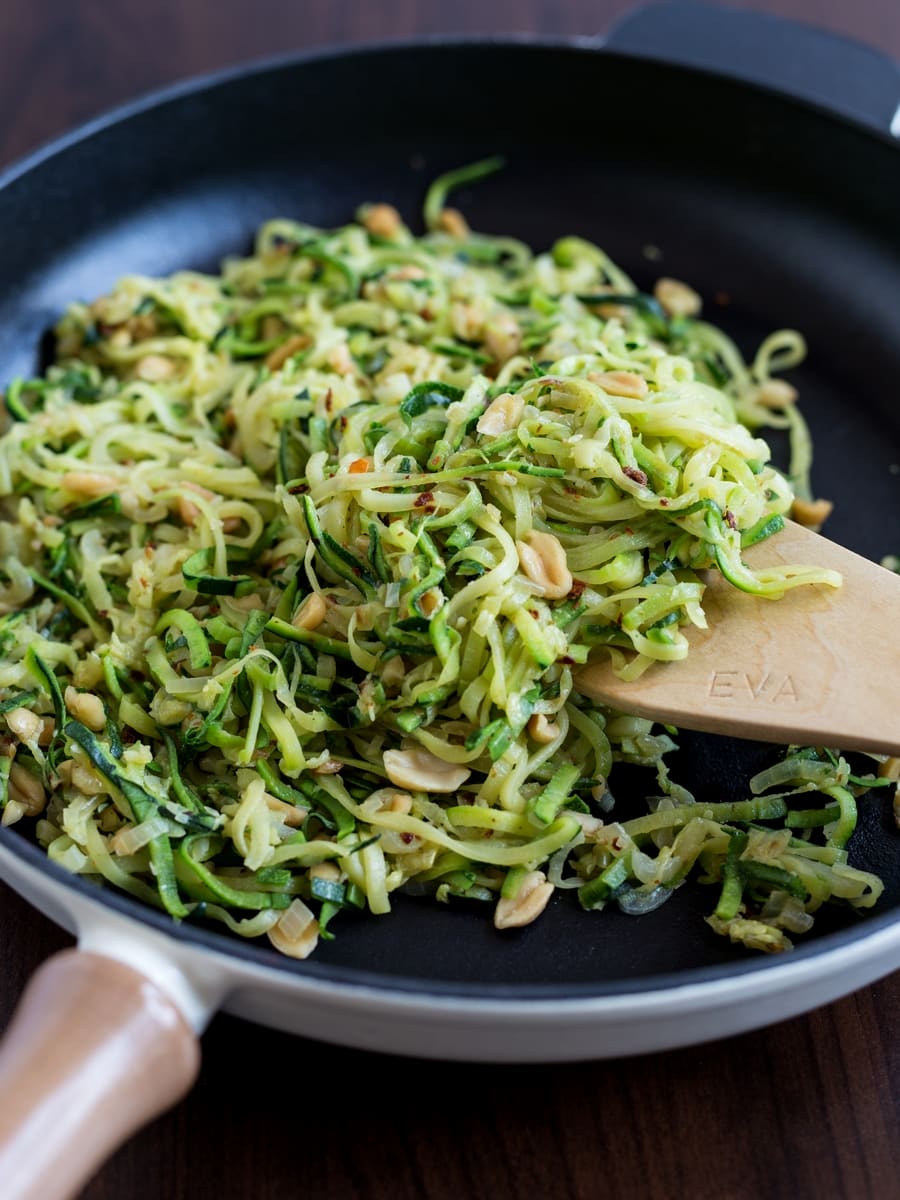 Zoodles: peanut chili zucchini noodles