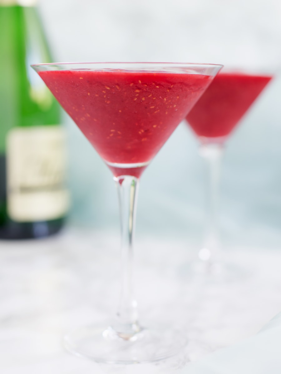 A refreshing combination of alcohol and frozen berries, raspberry Prosecco slushie is my favourite cocktail for the summer.