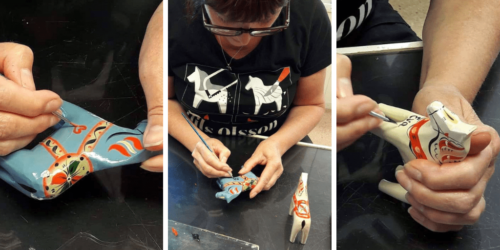 My wedding reception: getting our dala horses personalized