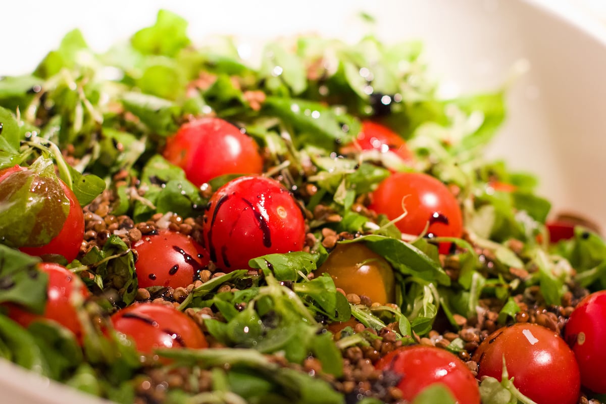My wedding reception buffet food: the lentil and tomato salad