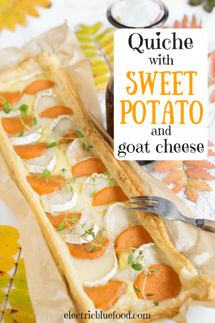Quiche with sweet potato and chèvre (goat cheese).