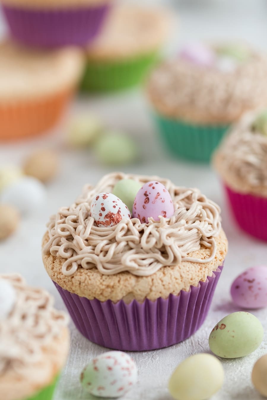 Portuguese sponge cake cupcakes with buttercream bird's nest