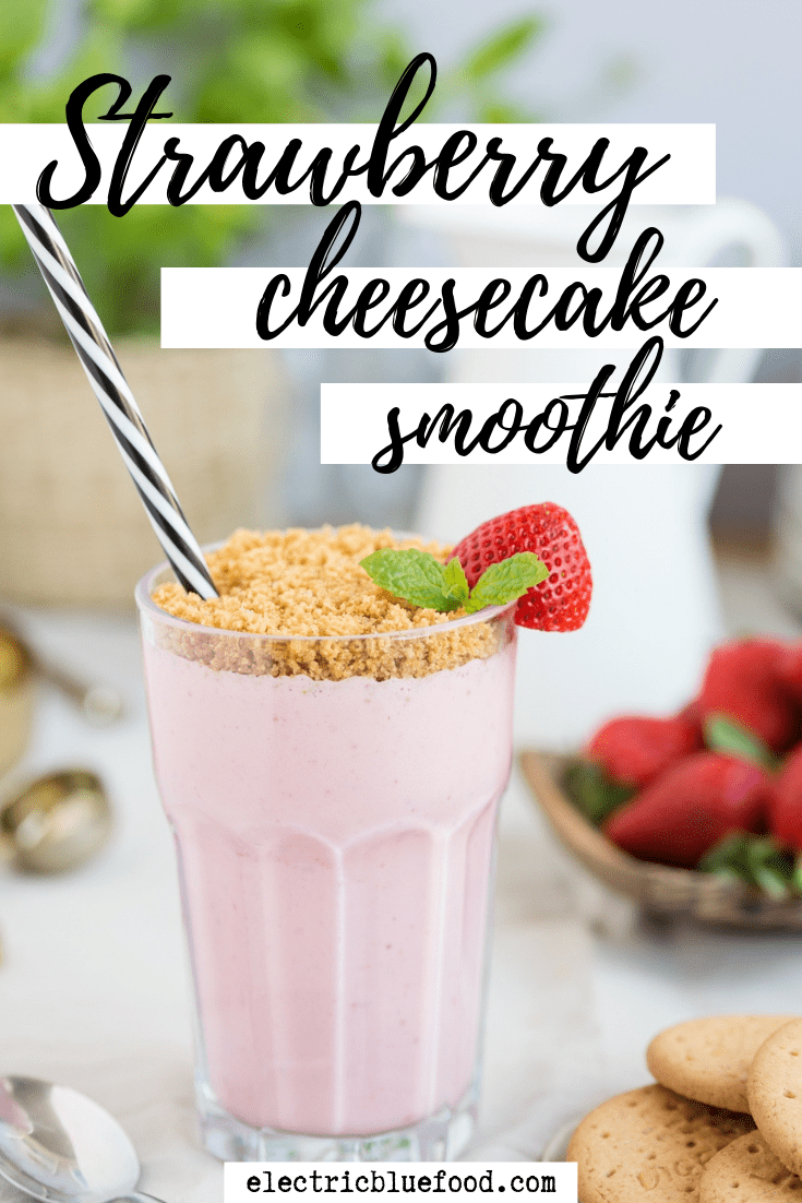 This is not a healthy smoothie. This strawberry cheesecake smoothie is like a strawberry cheesecake that you can drink with a straw.