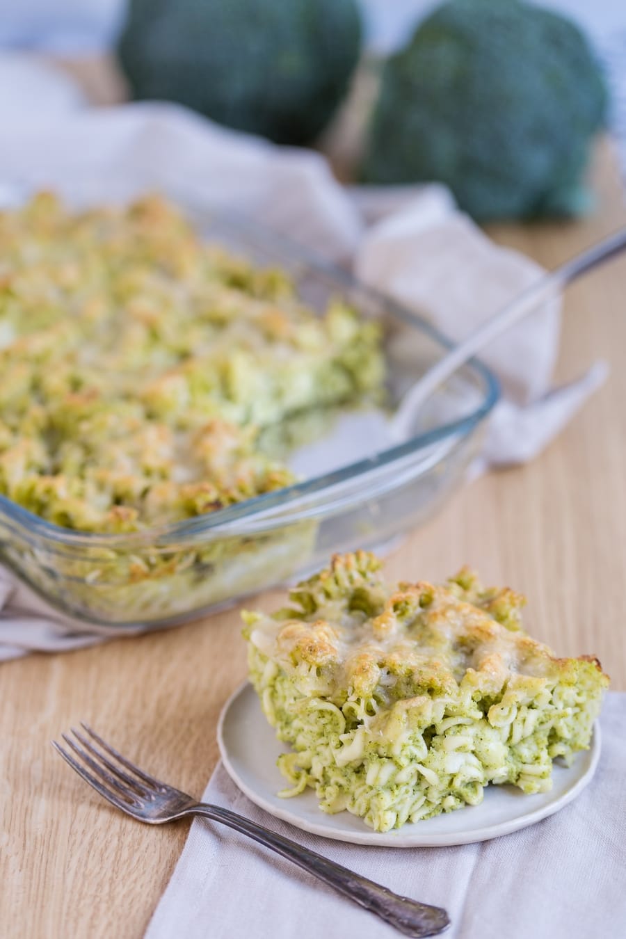 baked pasta casserole with broccoli