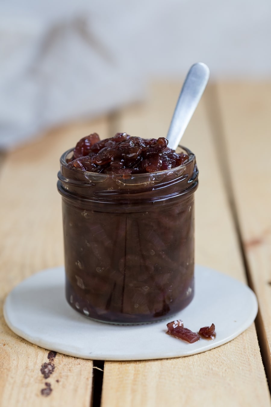 A jar of caramelized onion relish.