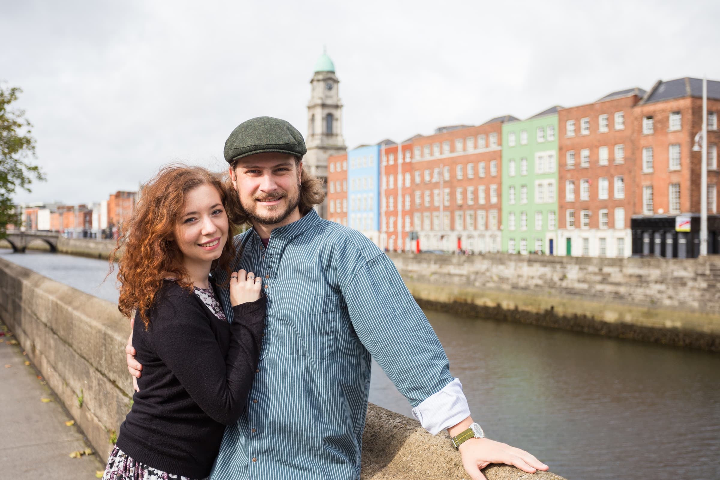 Couple posing in Dublin.