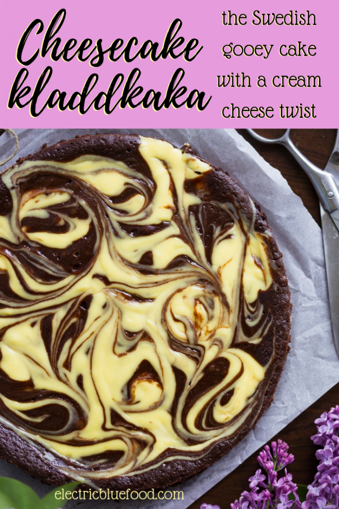 Cheesecake kladdkaka: when a cream cheese swirl meets Swedish gooey chocolate cake kladdkaka.