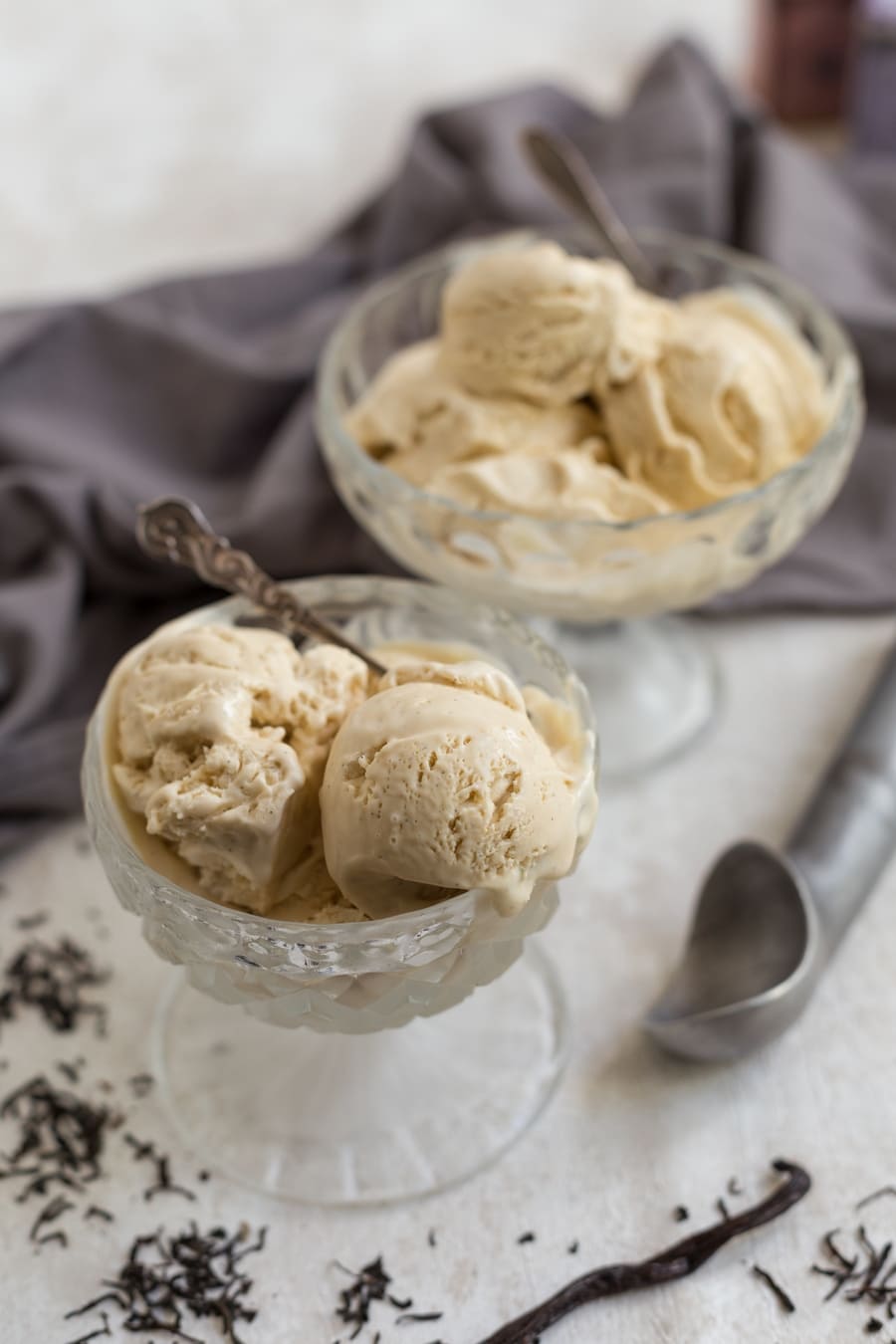 Two bowls of London fog ice cream.