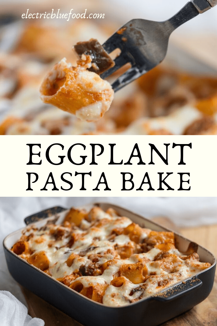 Small-batch eggplant pasta bake. A rich eggplant tomato sauce paired with your favourite pasta, drowned in bechamel and topped with crunchy parmesan.