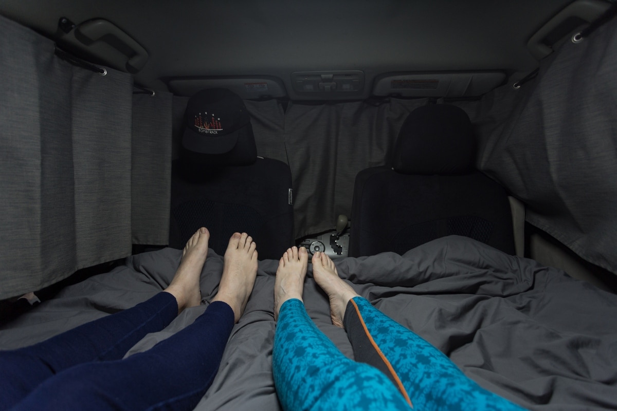 Sleeping in a campervan in New Zealand.
