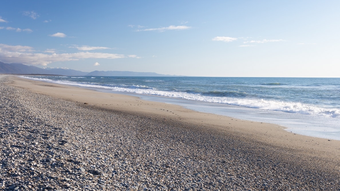 New Zealand South Island beach.
