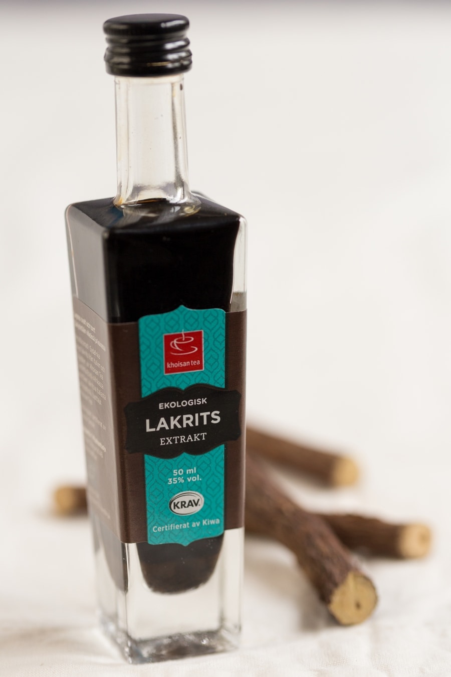 Liquorice extract in glass bottle.