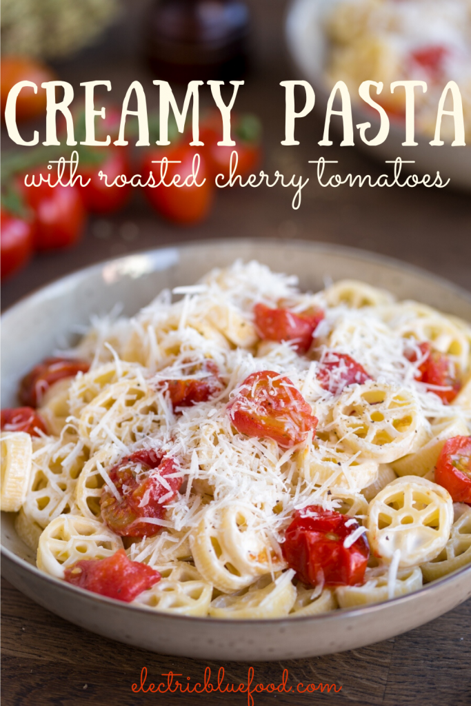 Roasted cherry tomato pasta with a creamy base and loads of grated pecorino.
