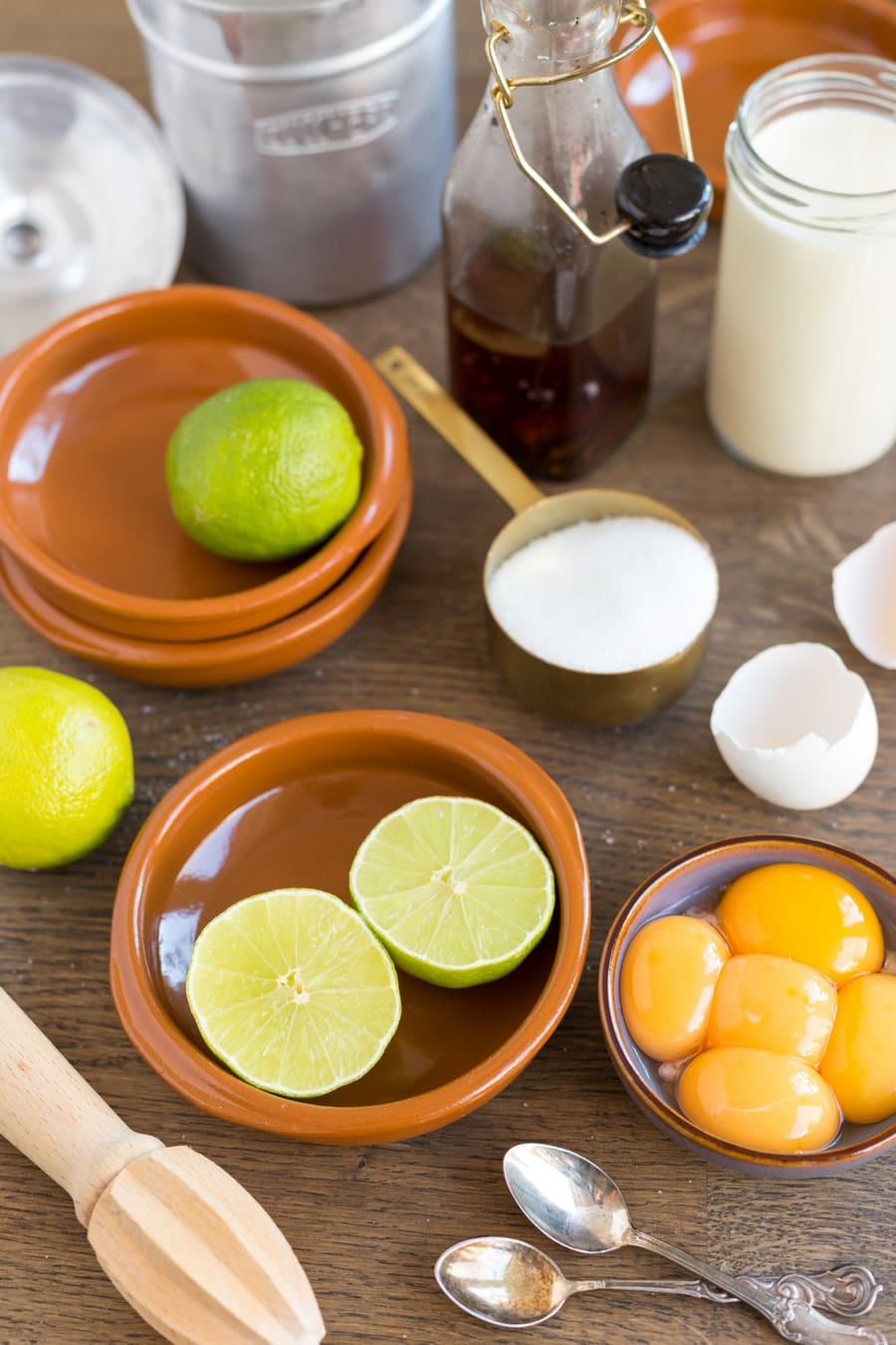 Ingredients needed for lime crème brûlée