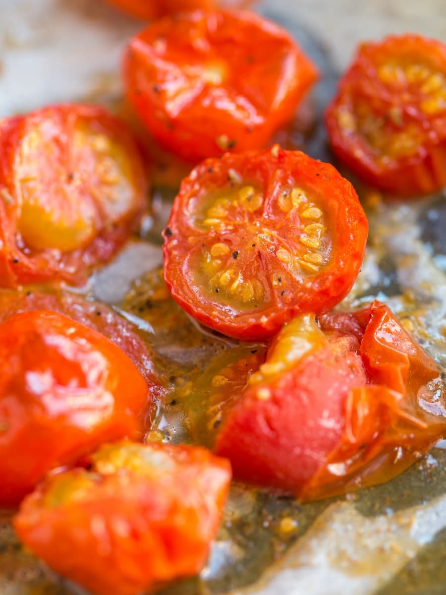 Roasted cherry tomatoes, closeup.