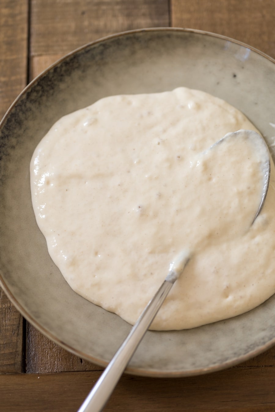 Sourdough starter on a plate.