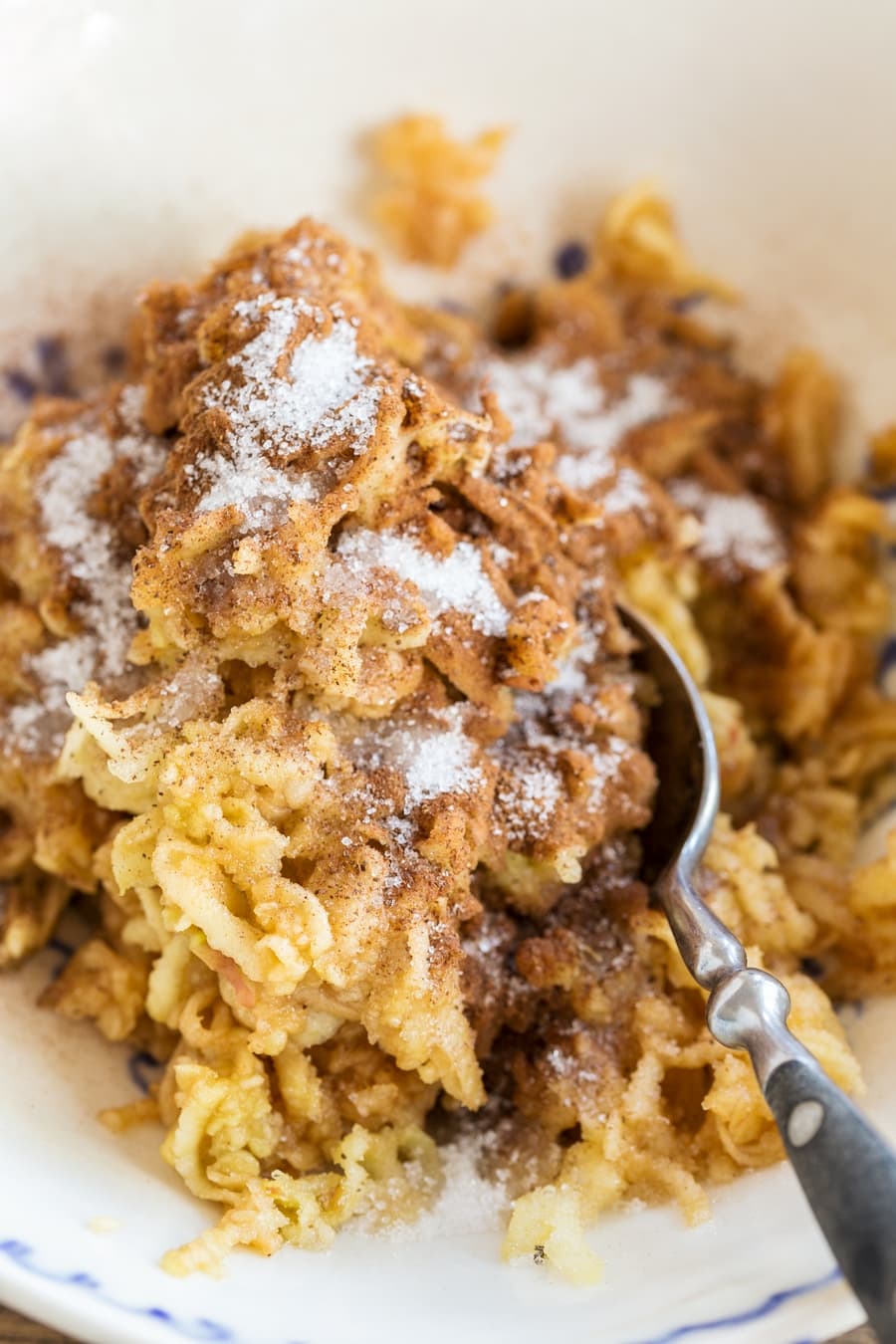 Grated apples mixed with cinnamon and sugar.