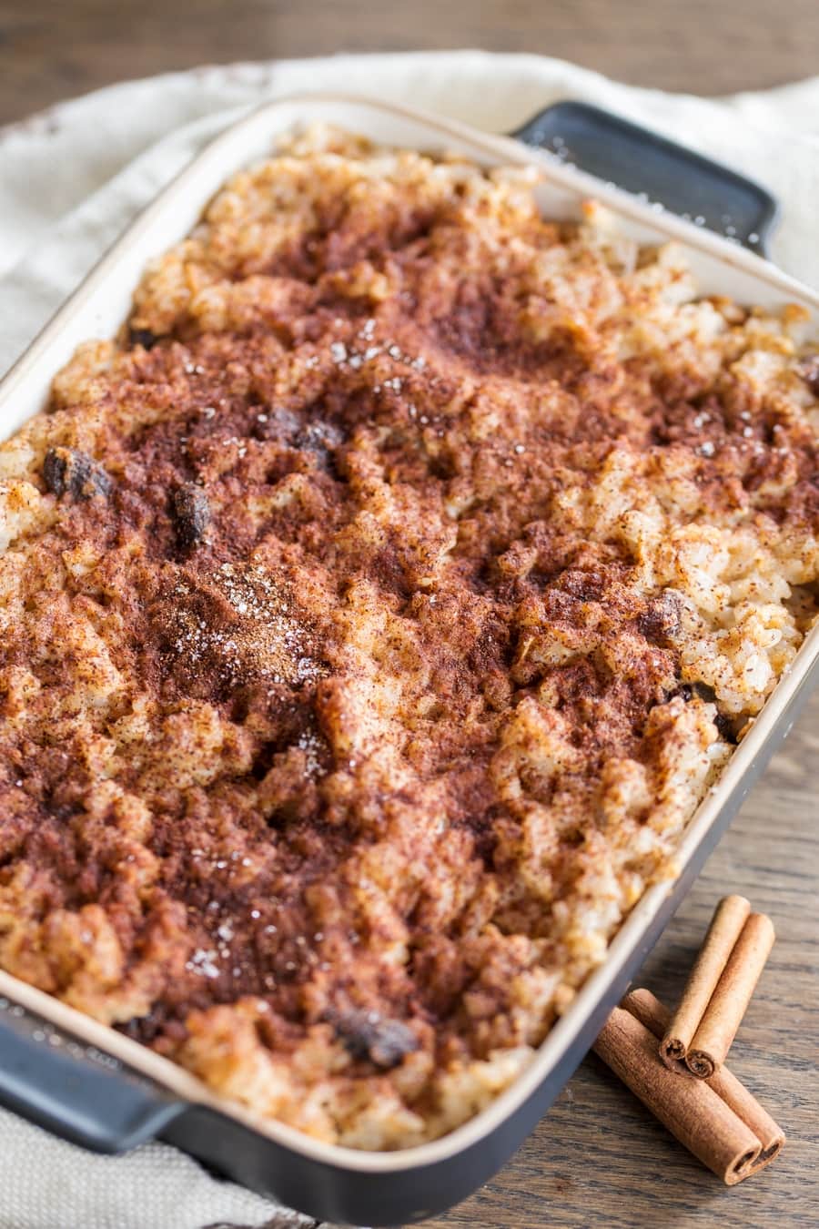 Baked rice with apples casserole out of the oven.