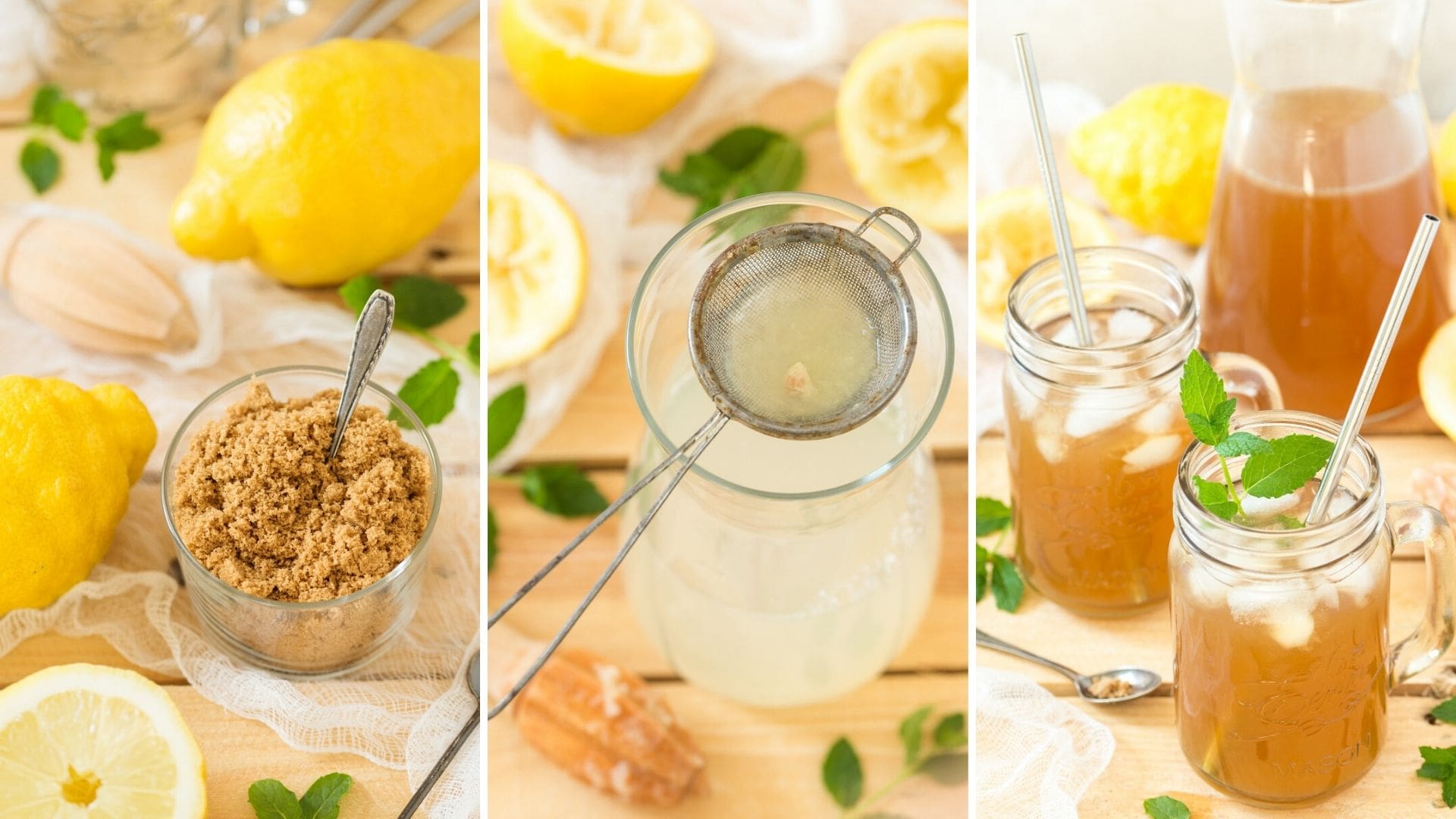 Brown lemonade recipe steps.