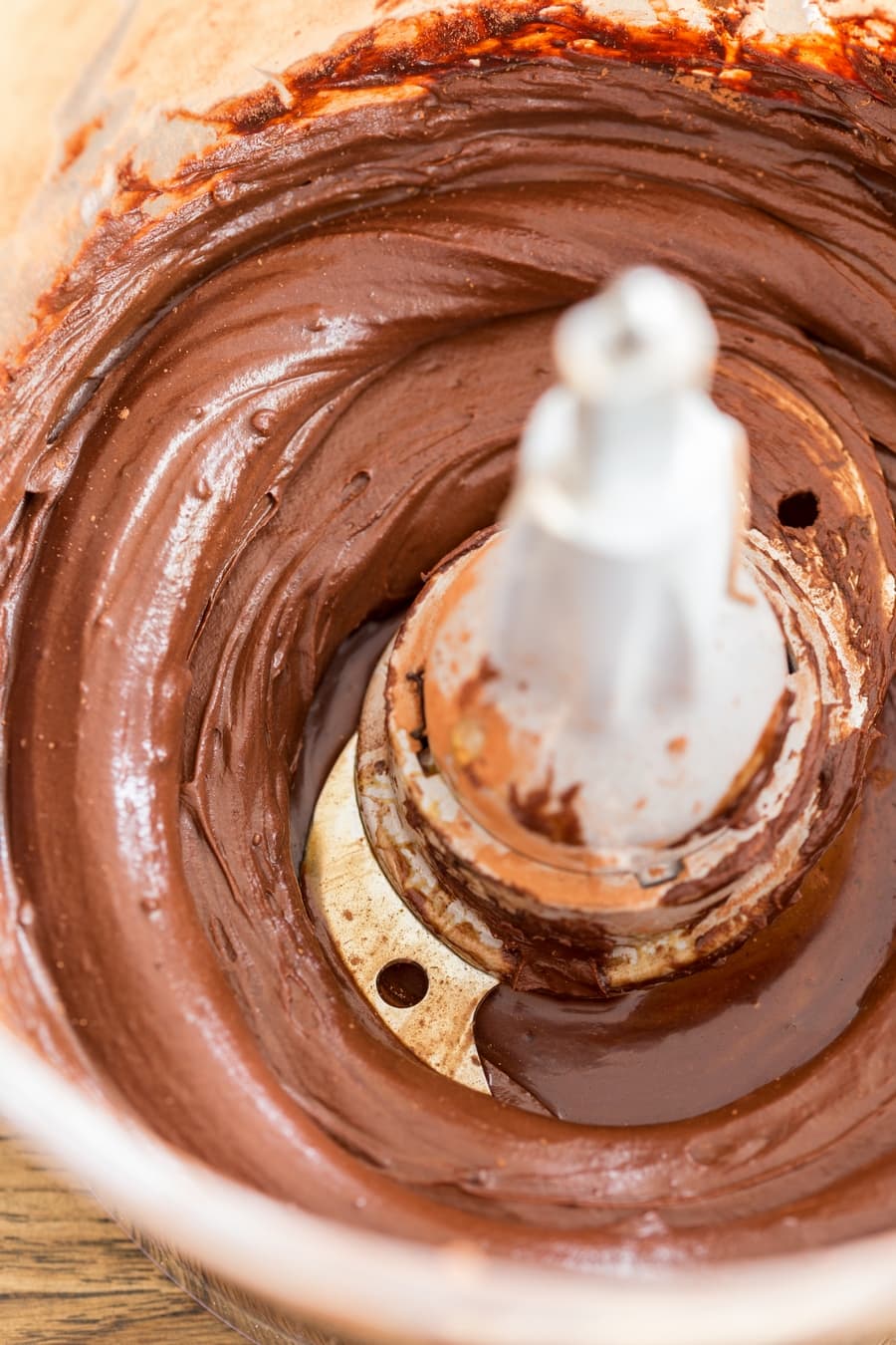 Mascarpone chocolate cream made in a food processor.