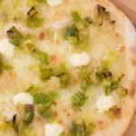 Mascarpone on pizza: pizza bianca with leek and mascarpone topping.