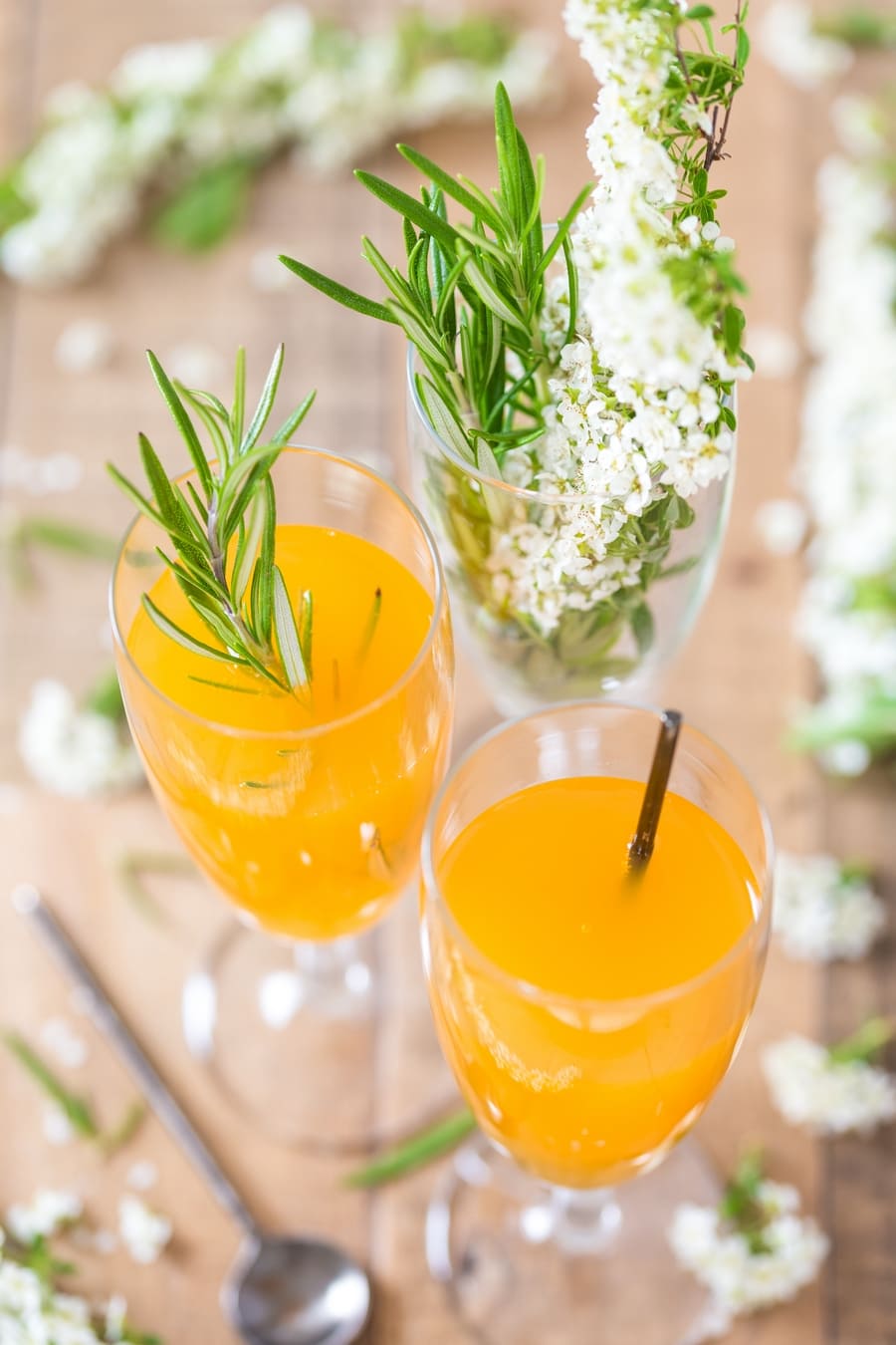 Mango juice and dry apple cider bellini.