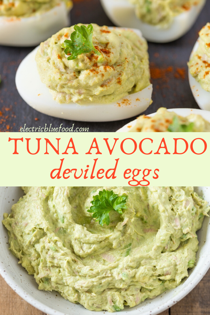 Tuna avocado deviled eggs. Fill your hard-boiled eggs with a delicious tuna avocado salad!