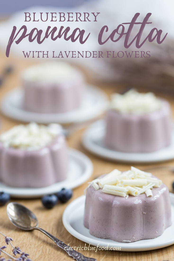 Blueberry lavender panna cotta: a delicious flavour combination for an easy no-bake dessert. All natural flavours and colours.