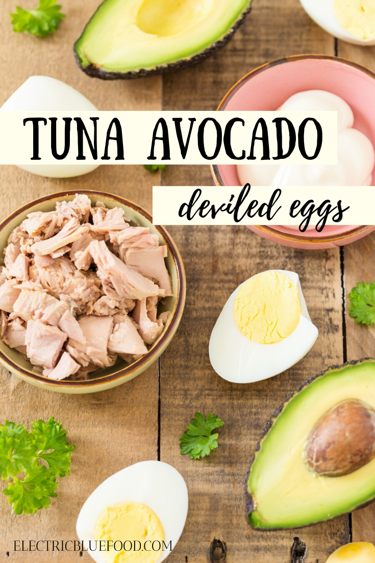Tuna avocado deviled eggs. Fill your hard-boiled eggs with a delicious tuna avocado salad!