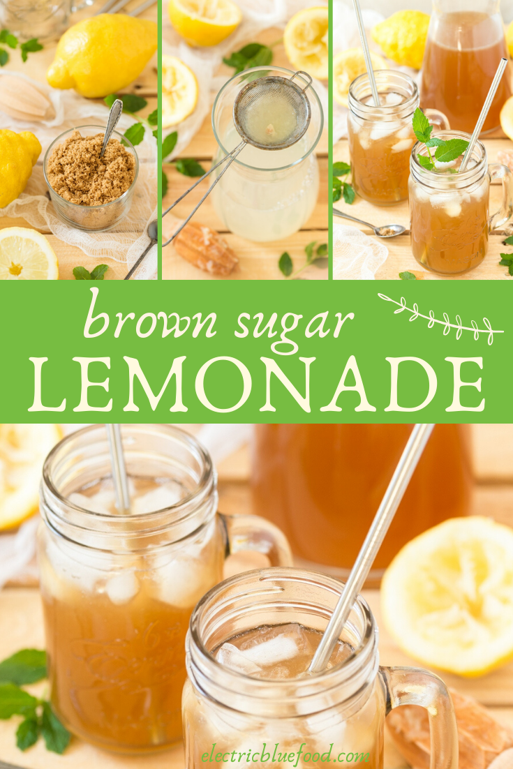 Brown lemonade made with fresh lemons and light muscovado sugar. Brown sugar lemonade has a lovely molasses hint thanks to the muscovado, which also lends the lovely dark colour.