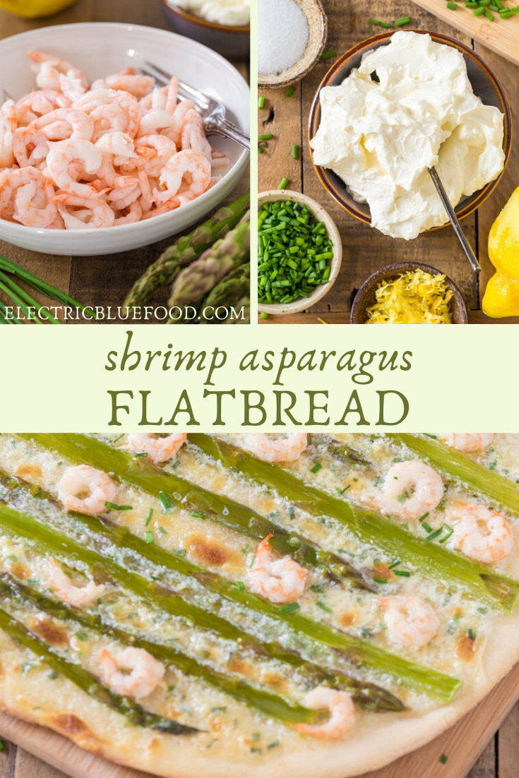Steamed asparagus, shrimps and a zesty mascarpone cream top this fabulous shrimp asparagus flatbread. Enjoy hot or cold, perfect as starter or main dish. A summer favourite.