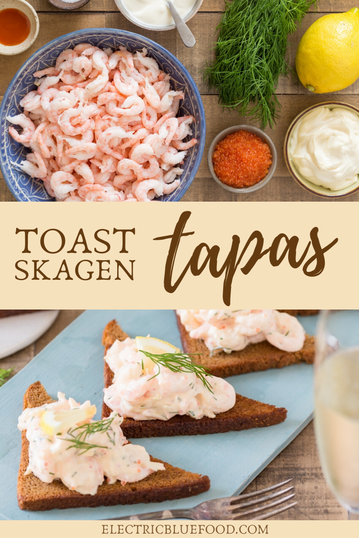 Swedish shrimp salad skagenröra on rye toast. Make small toast skagen tapas with skagenröra, the creamy shrimp salad from Scandinavia.