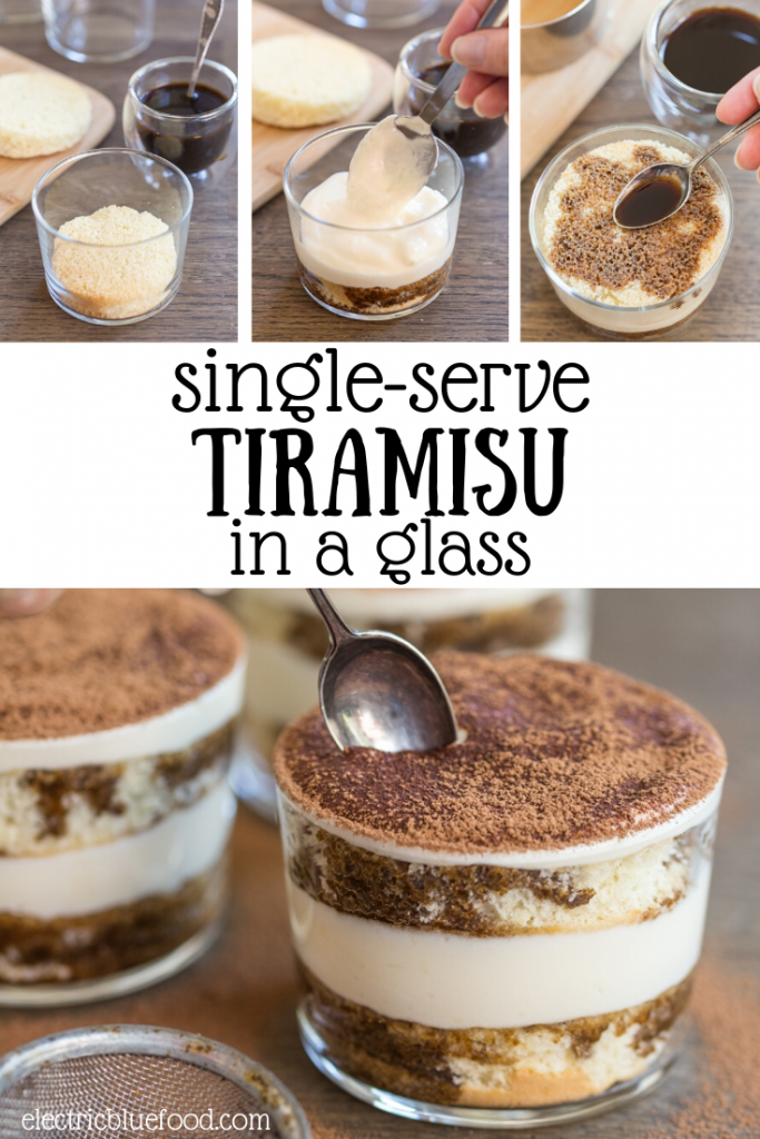 Single-serve tiramisu in a glass. Serve tiramisu in glasses to hand out to guests individually. Made with original mascarpone cream and sponge cake, a lovely way to serve tiramisu.