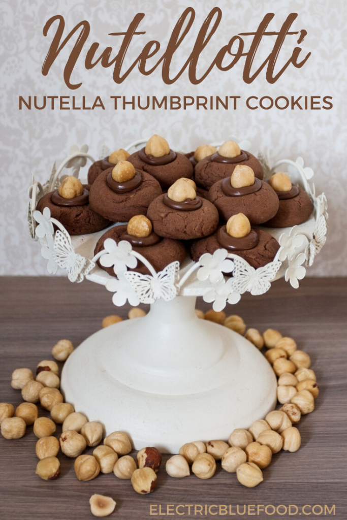 Nutellotti cookies: easy 3-ingredient nutella thumbprint cookies topped with a whole hazelnut.