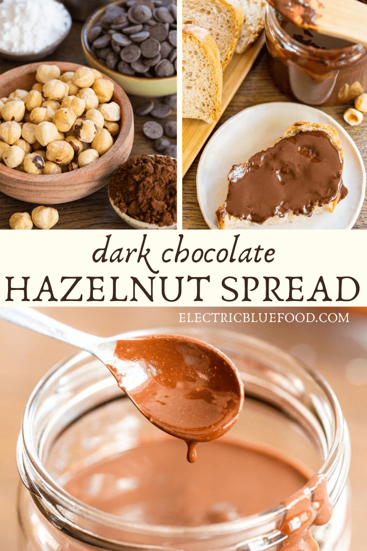 Homemade dark chocolate nutella is a hazelnut spread made with dark chocolate chips and whole hazelnut in your home food processor. Indulge in this delicious treat made entirely from scratch, with less sugar than the commercial product.