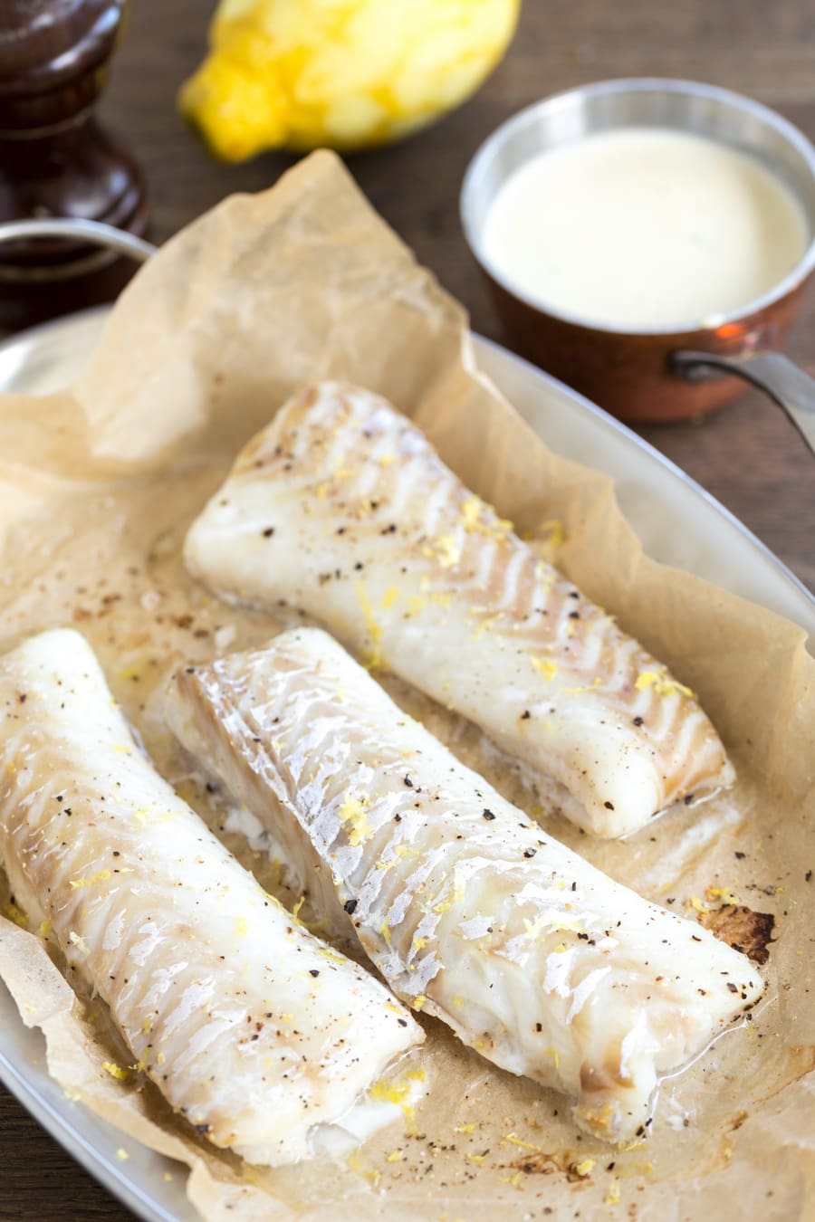 Lemon pepper cod, baked in the oven.