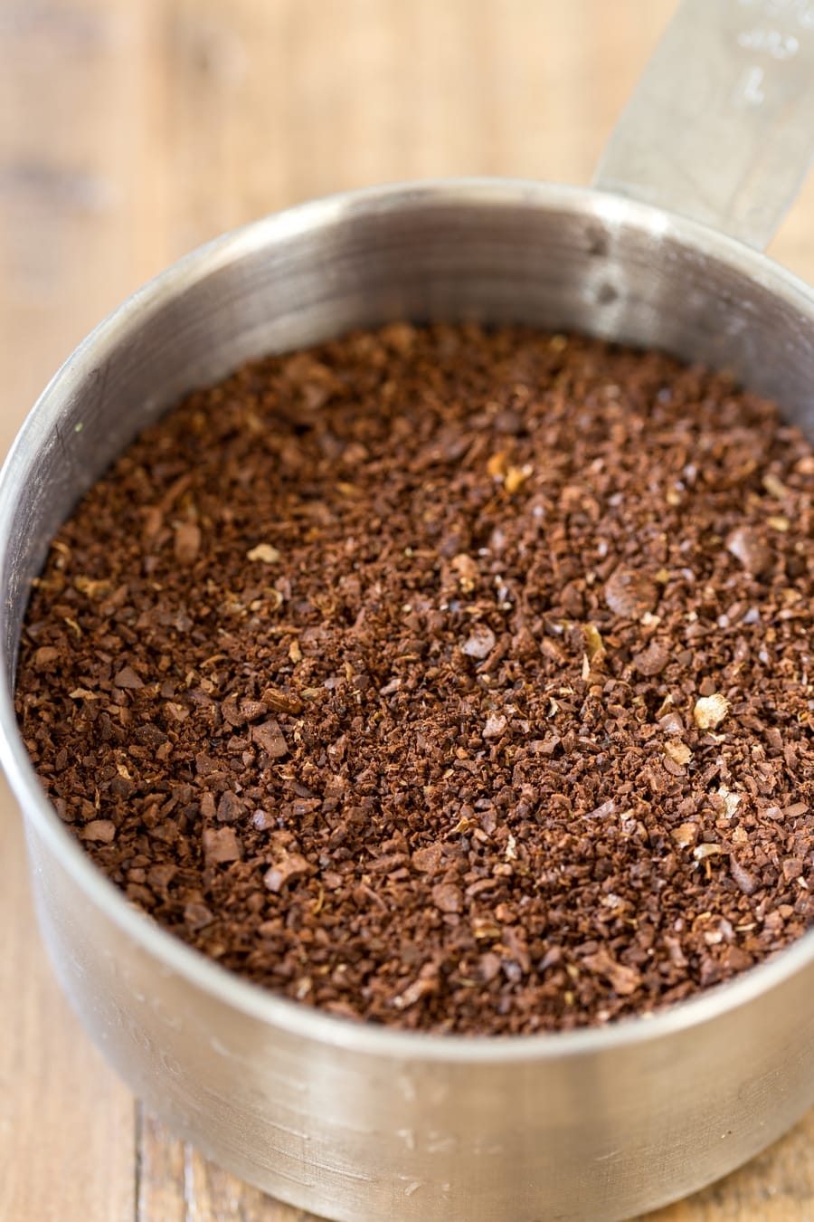 Coarsely ground coffee beans.