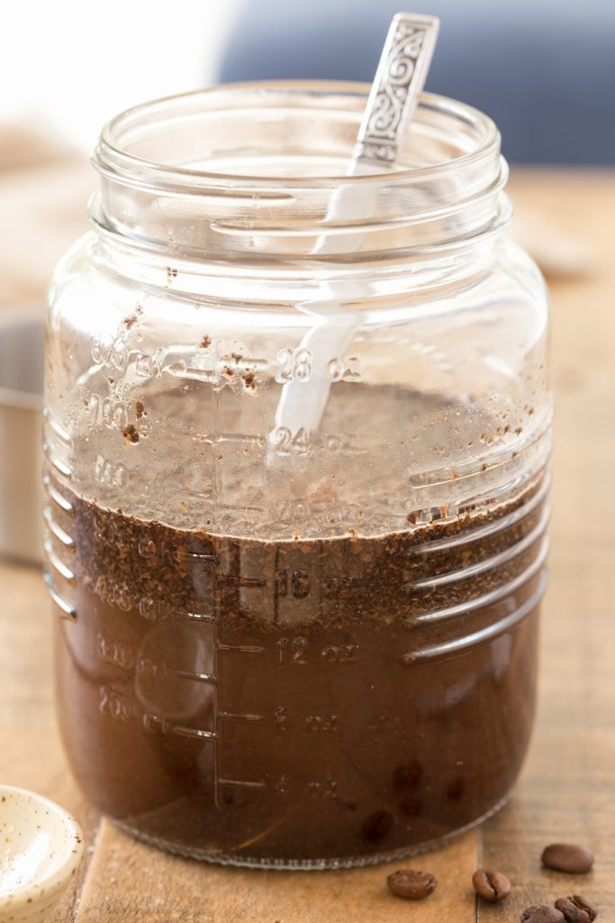 Cold bre coffee made in a jar.