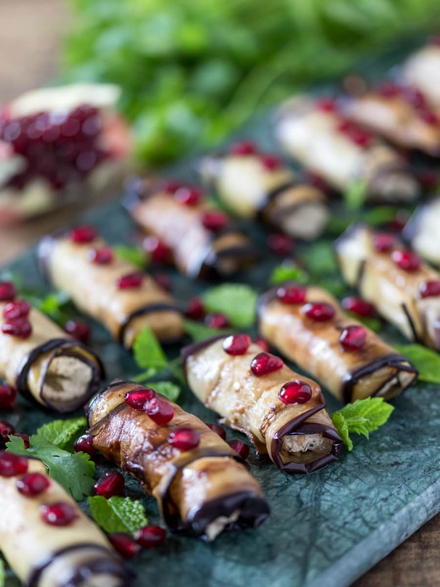 Georgian eggplant rolls badrijani nigvzit.