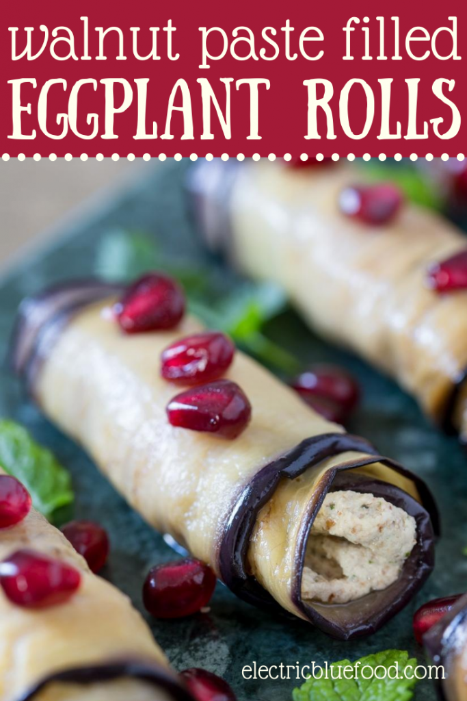 Fried eggplant slices rolled up and filled with a delicious walnut and garlic paste. This is Badrijani Nigvzit, a popular Georgian starter. Learn to make these Georgian eggplant rolls at home and enjoy a taste of Georgia.