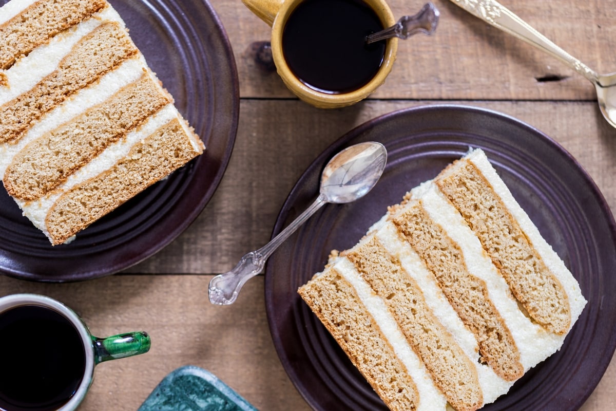 Polish semolina cake sliced.